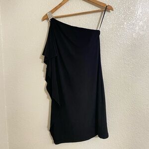 White House Black Market One-Shoulder Black Dress